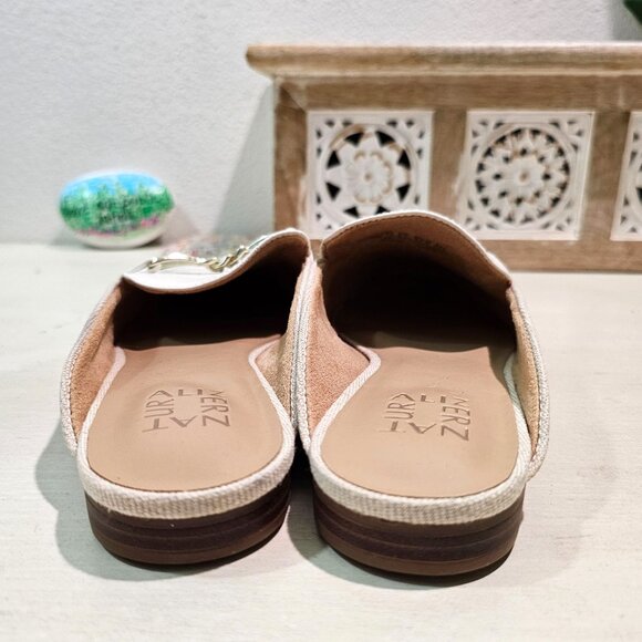 NATURALIZER Womens Sz 7.5 Kayden Linen White Mule Clog Padded Flat Comfort Shoes - Picture 4 of 10